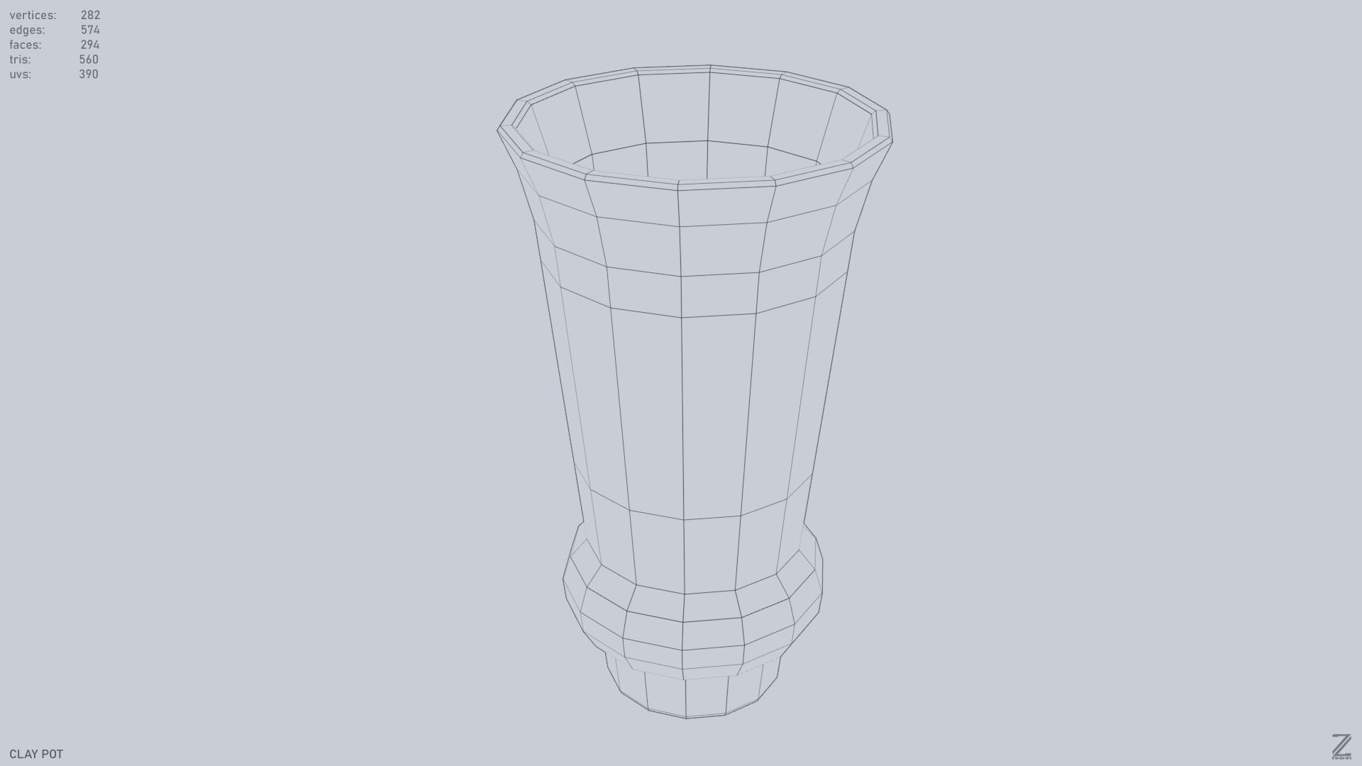 Clay pot Low-poly 3D model_15