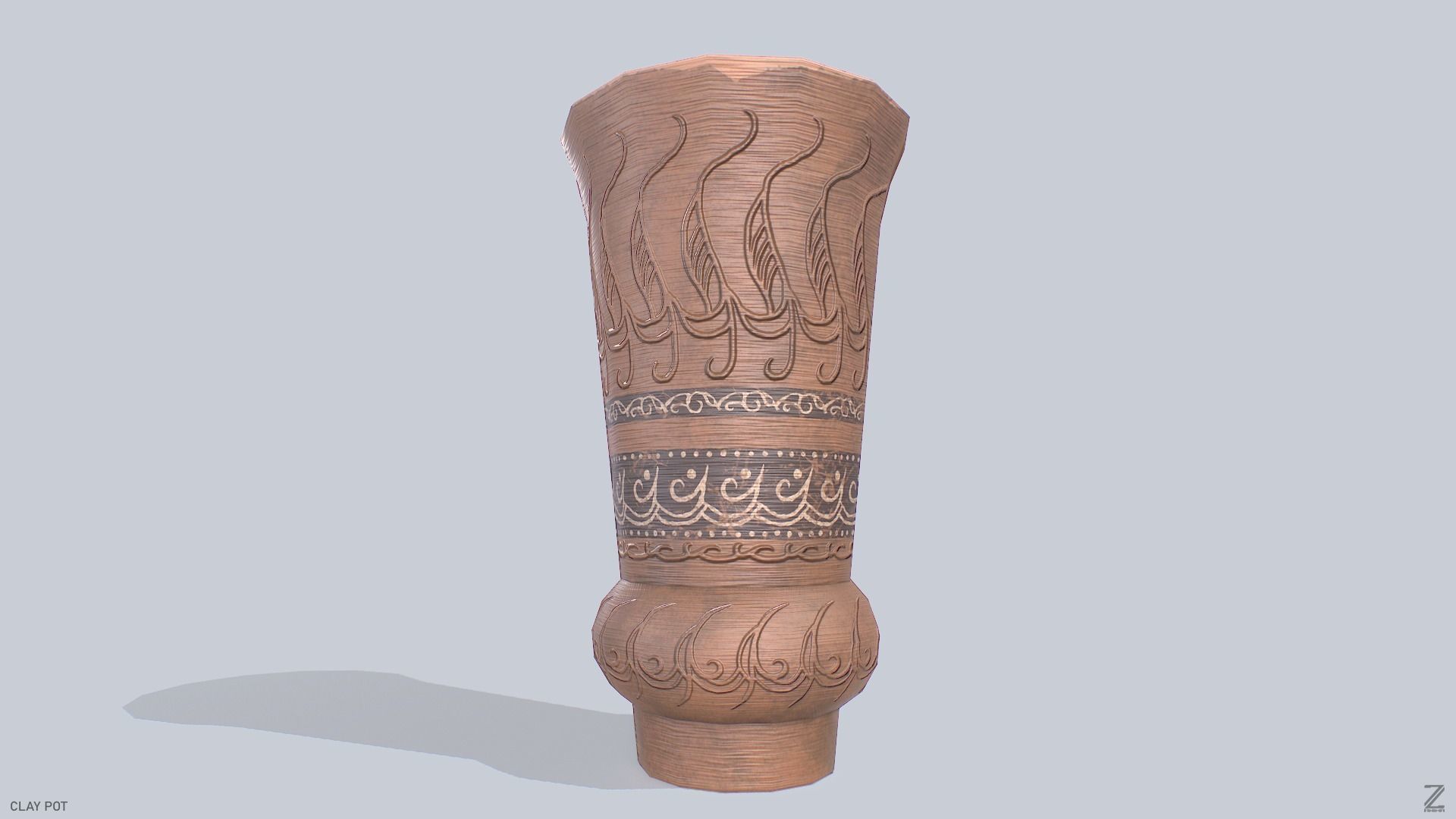 Clay pot Low-poly 3D model_7