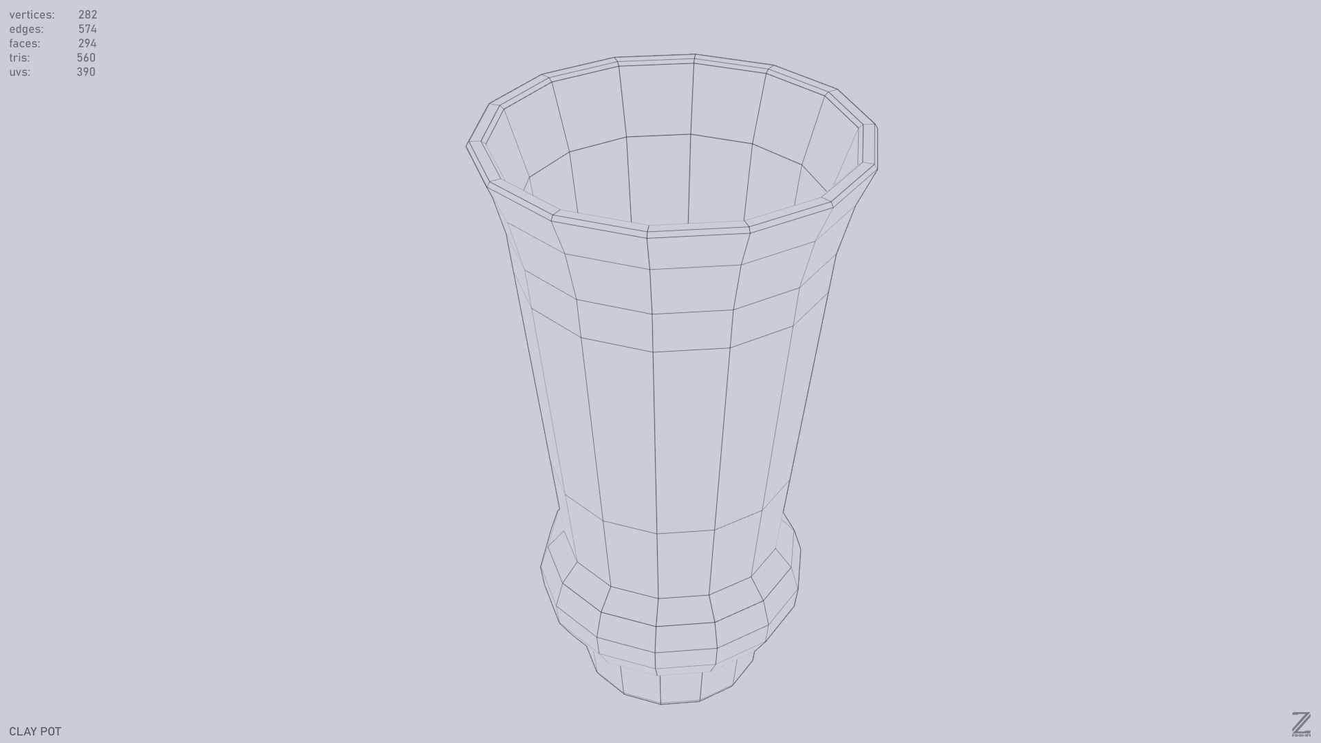 Clay pot Low-poly 3D model_10