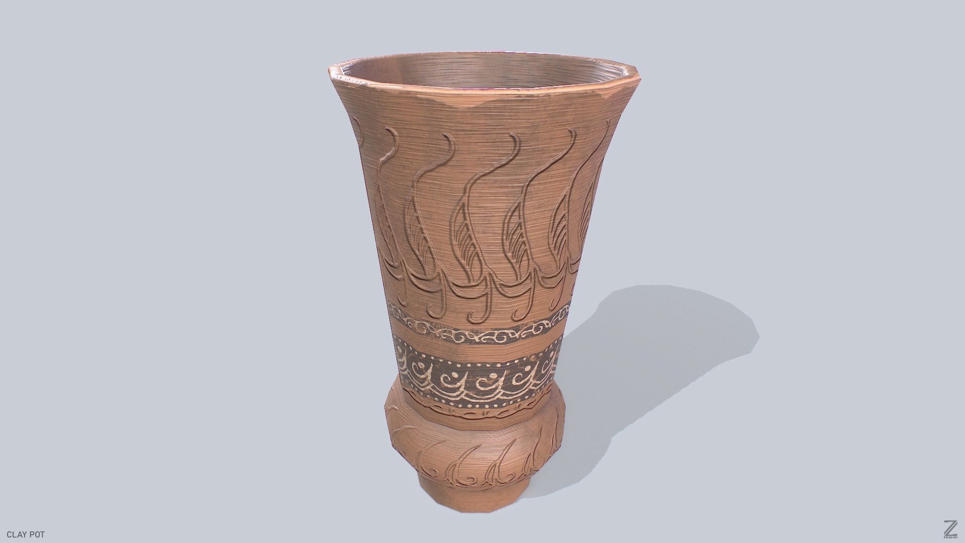 Clay pot Low-poly 3D model_2