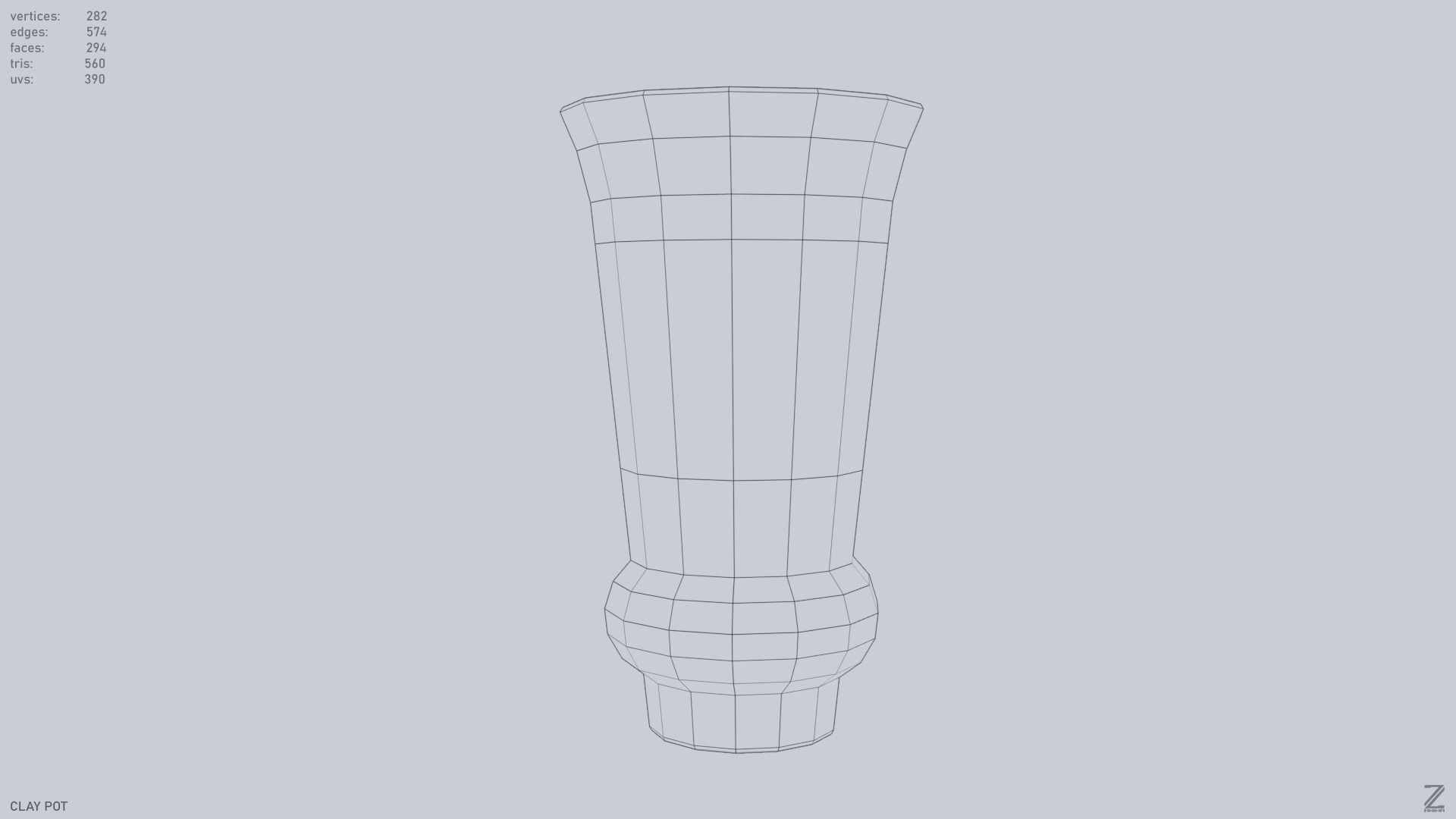 Clay pot Low-poly 3D model_14