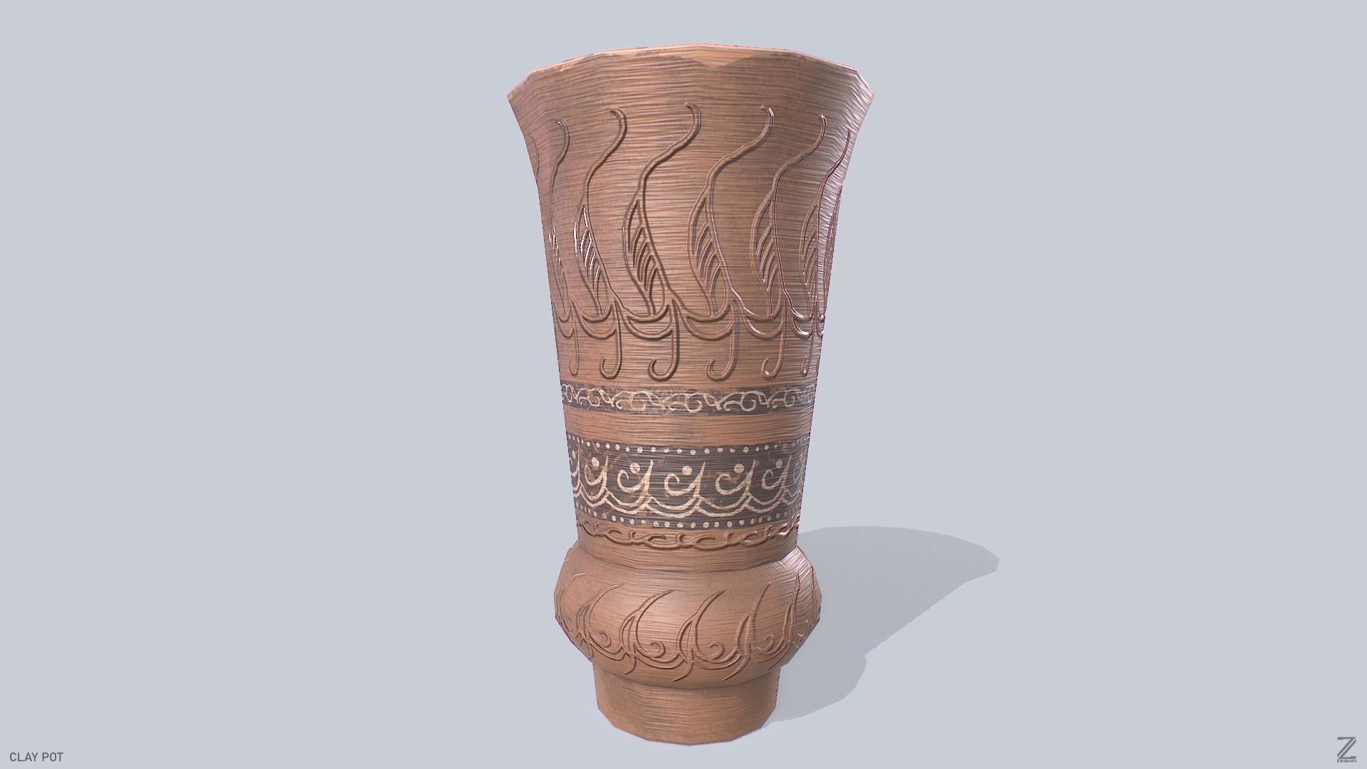 Clay pot Low-poly 3D model_8