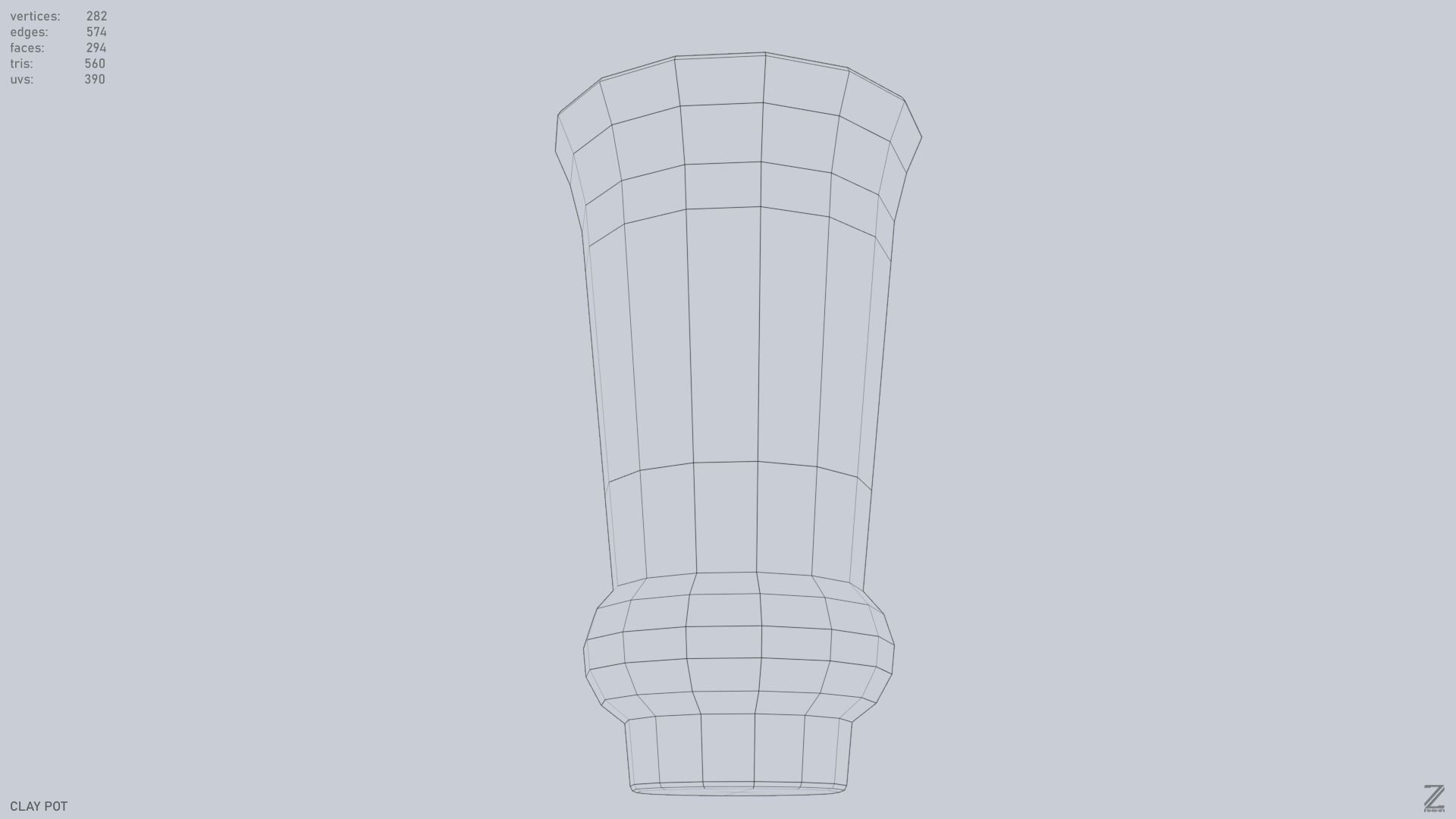 Clay pot Low-poly 3D model_11