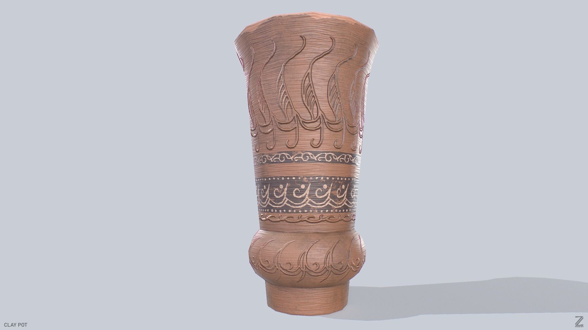 Clay pot Low-poly 3D model_4