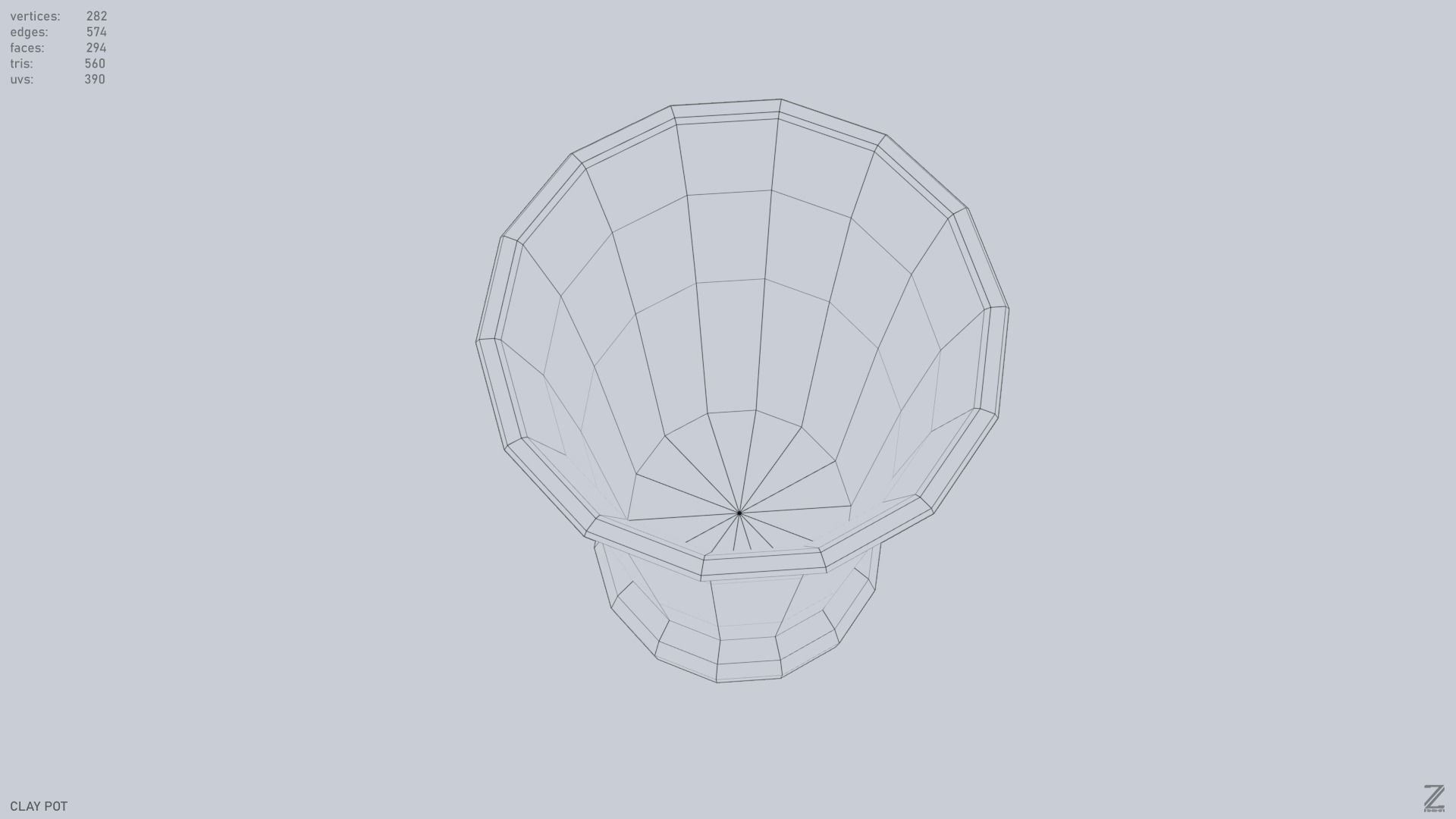 Clay pot Low-poly 3D model_13