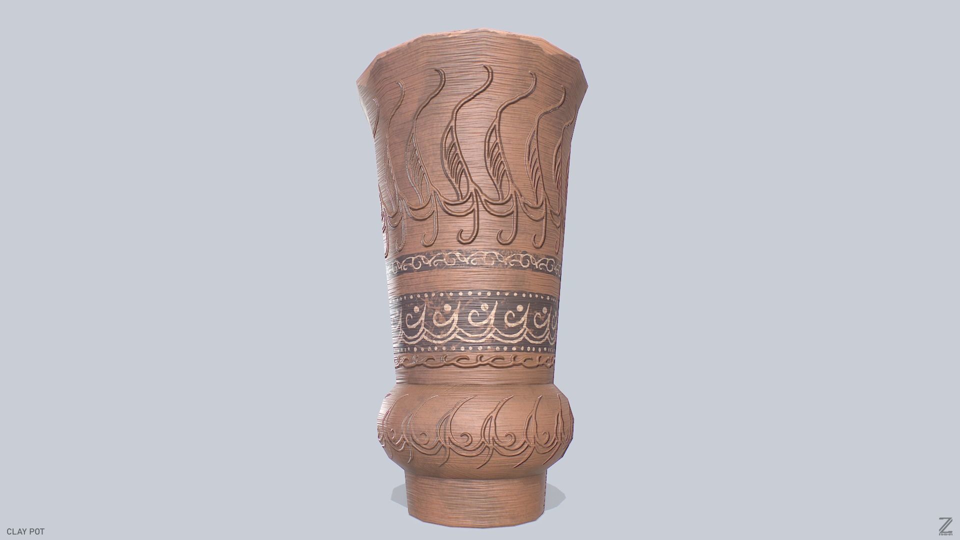 Clay pot Low-poly 3D model_6