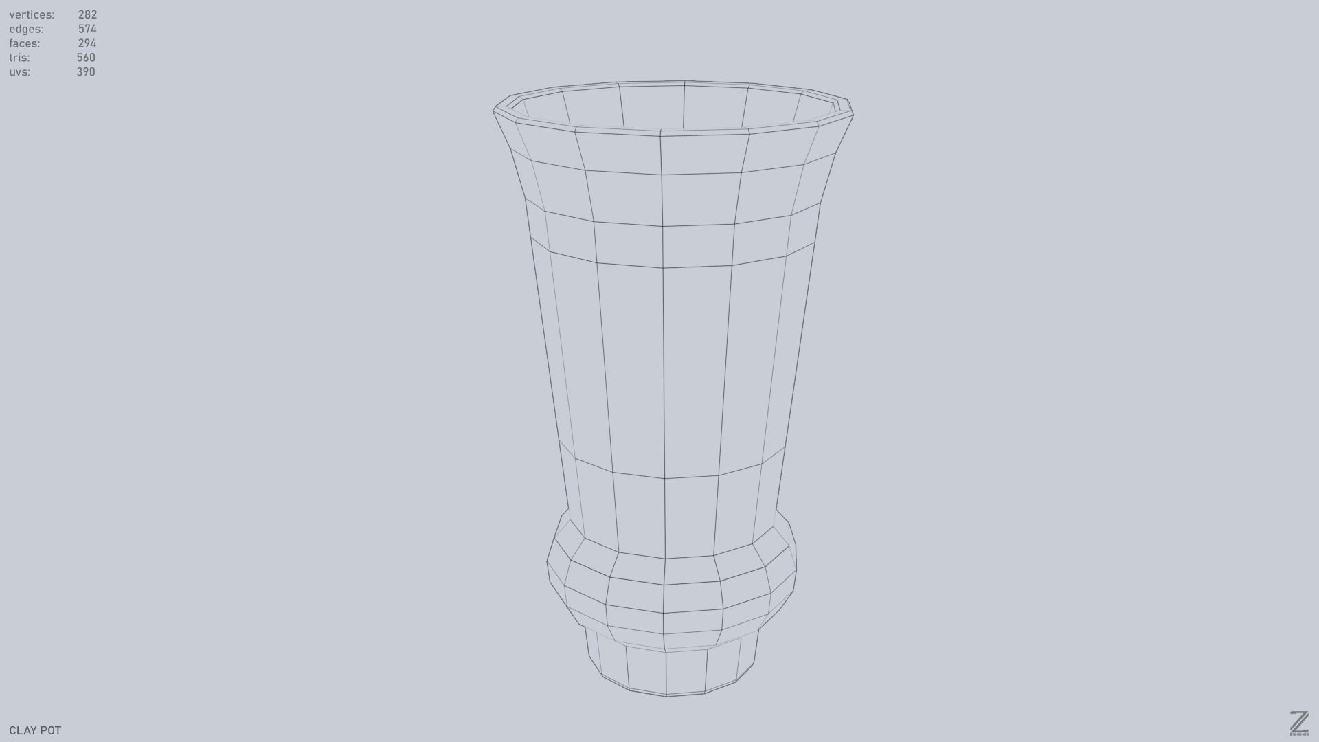 Clay pot Low-poly 3D model_12