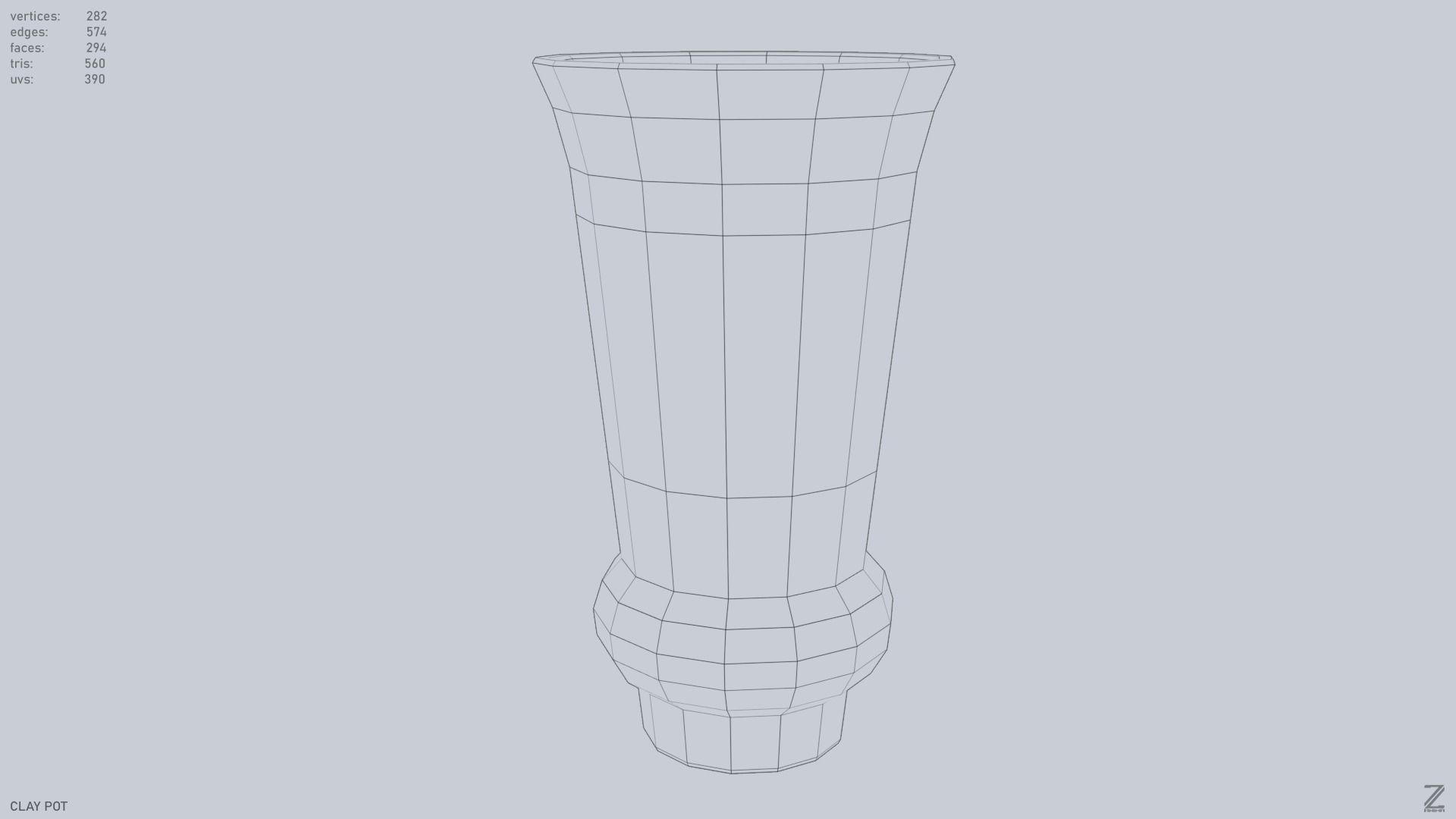 Clay pot Low-poly 3D model_9