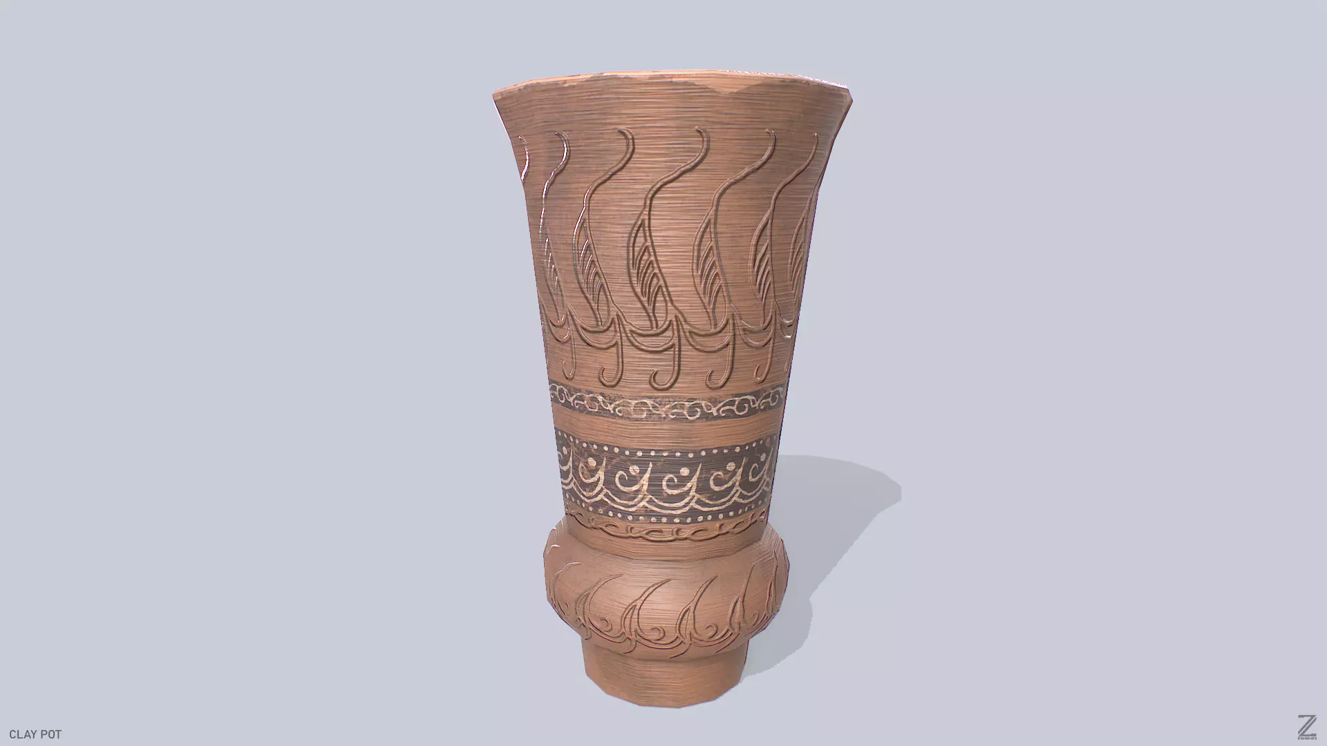 Clay pot Low-poly 3D model_0