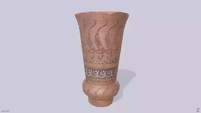 Clay pot Low-poly 3D model