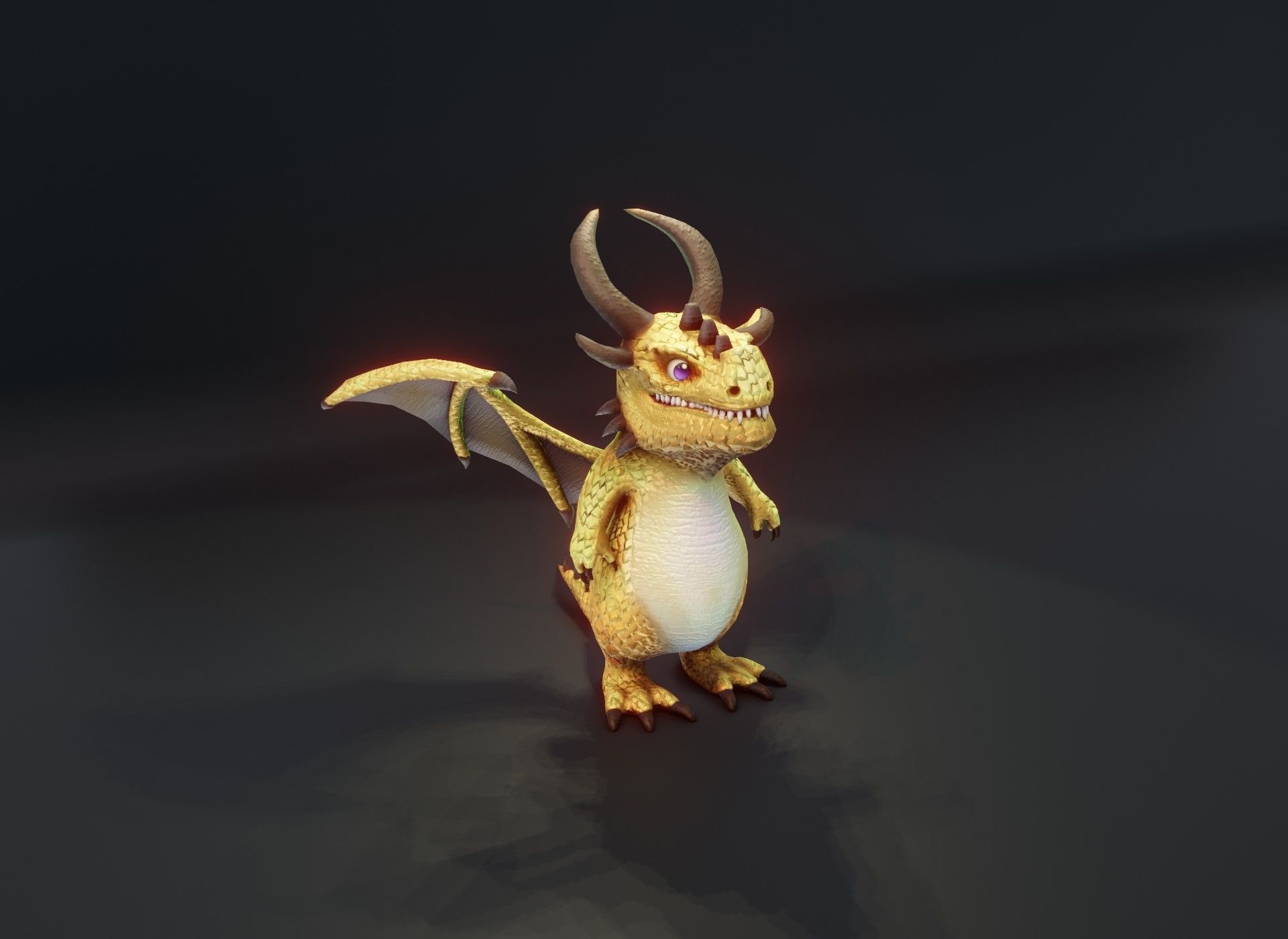 Cartoon Brass Dragon Animated 3D Model Low-poly 3D model_19