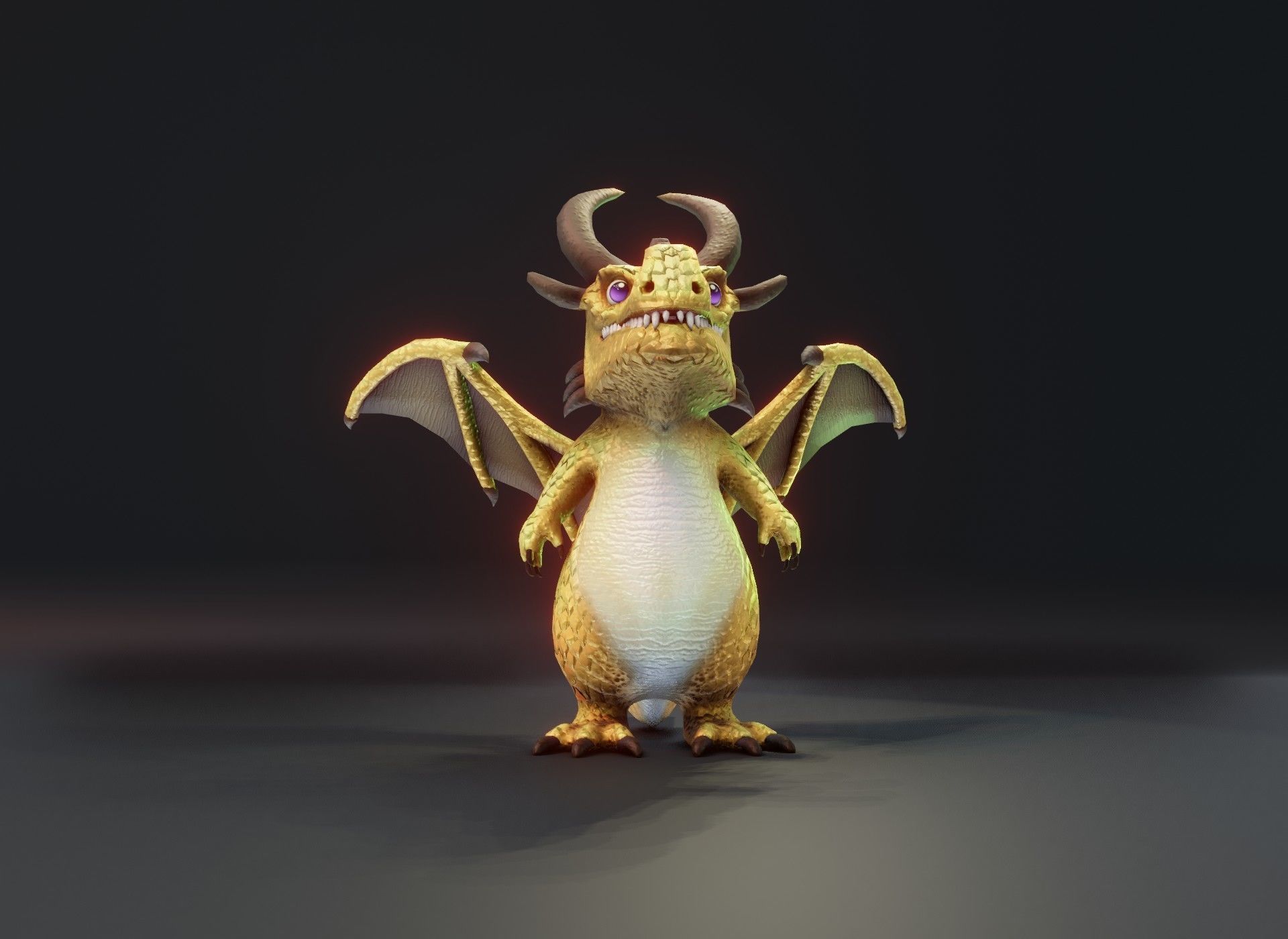 Cartoon Brass Dragon Animated 3D Model Low-poly 3D model_21