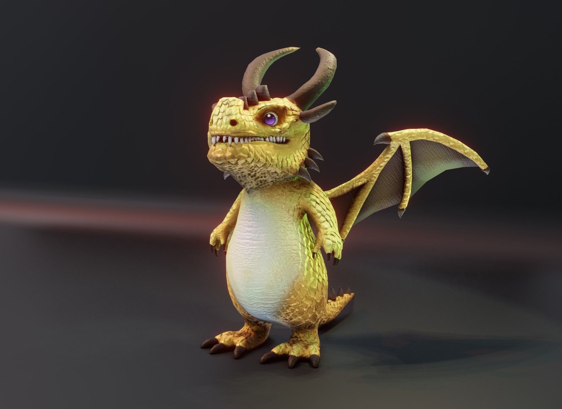 Cartoon Brass Dragon Animated 3D Model Low-poly 3D model_18