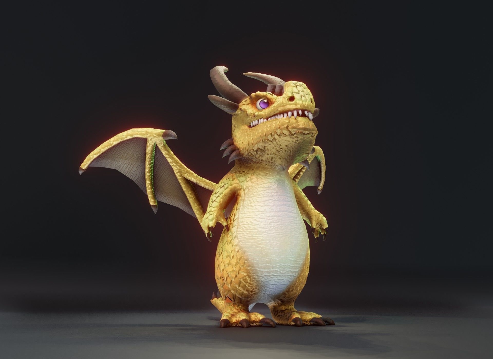 Cartoon Brass Dragon Animated 3D Model Low-poly 3D model_7