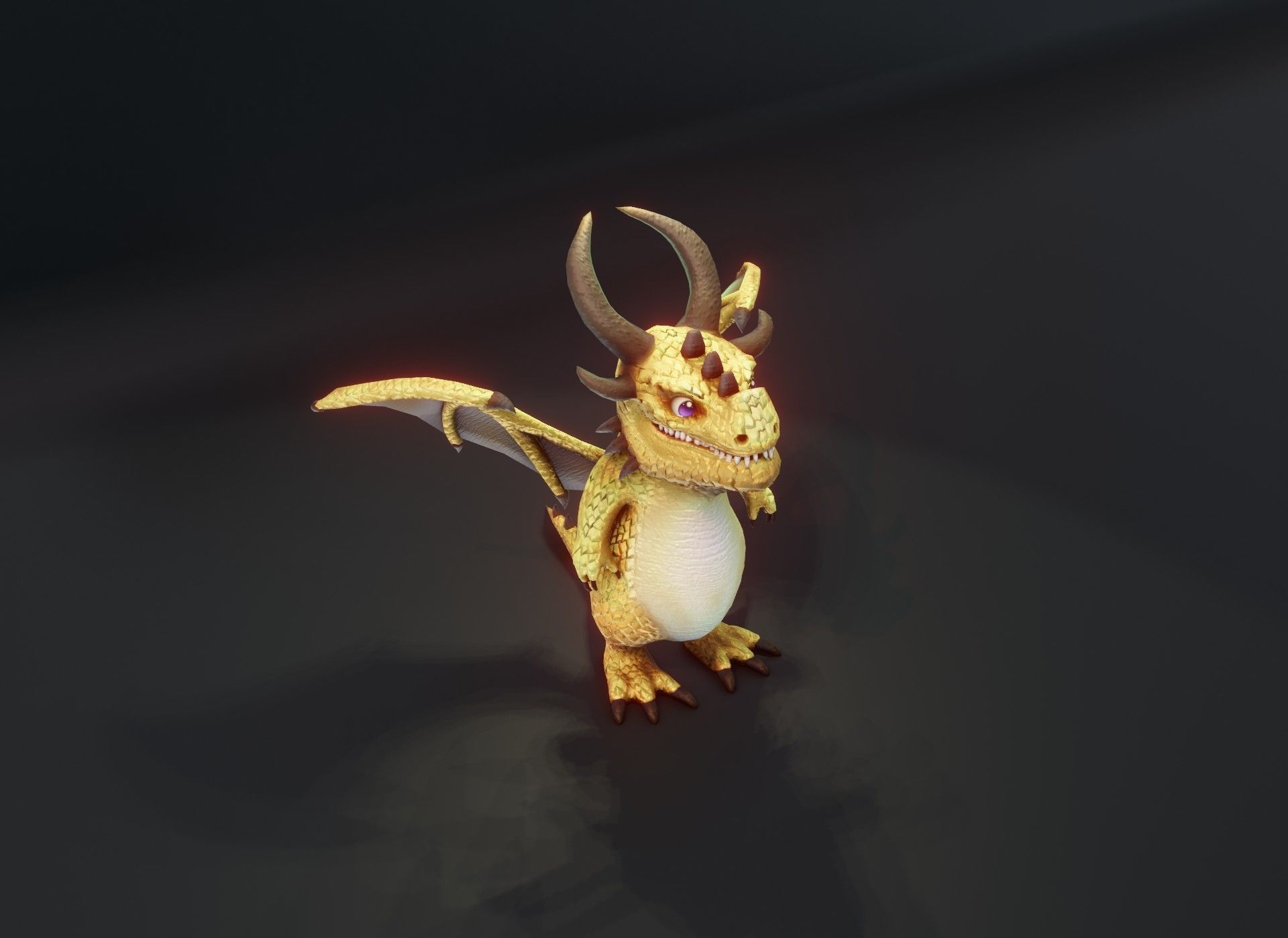 Cartoon Brass Dragon Animated 3D Model Low-poly 3D model_15