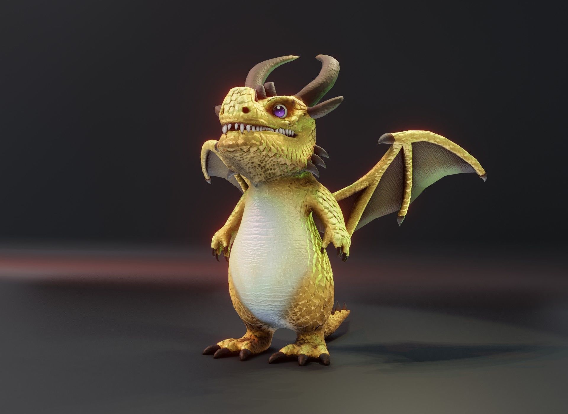 Cartoon Brass Dragon Animated 3D Model Low-poly 3D model_14