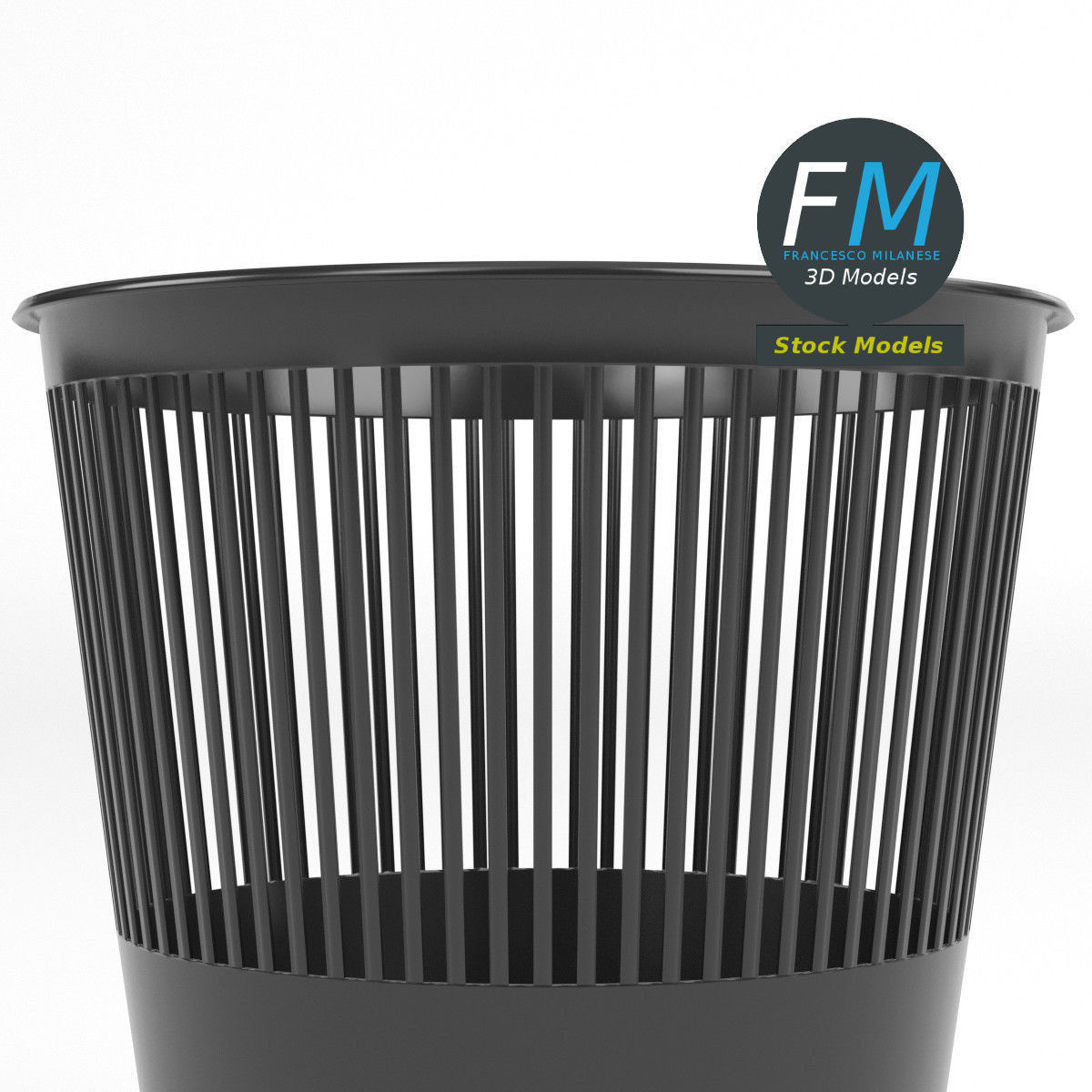Perforated plastic trash bin 2 3D model_4