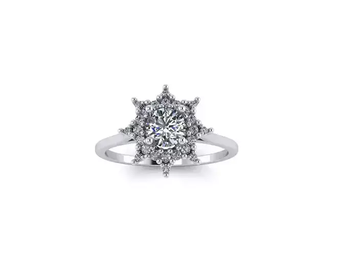 Snowflake shape engagement halo ring