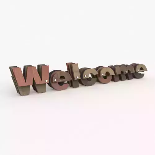 Welcome written wood Low-poly 3D model