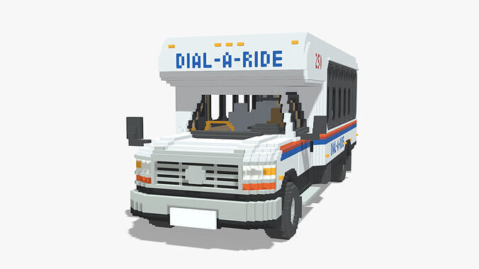 Voxel Dial-A-Ride Van Low-poly 3D model