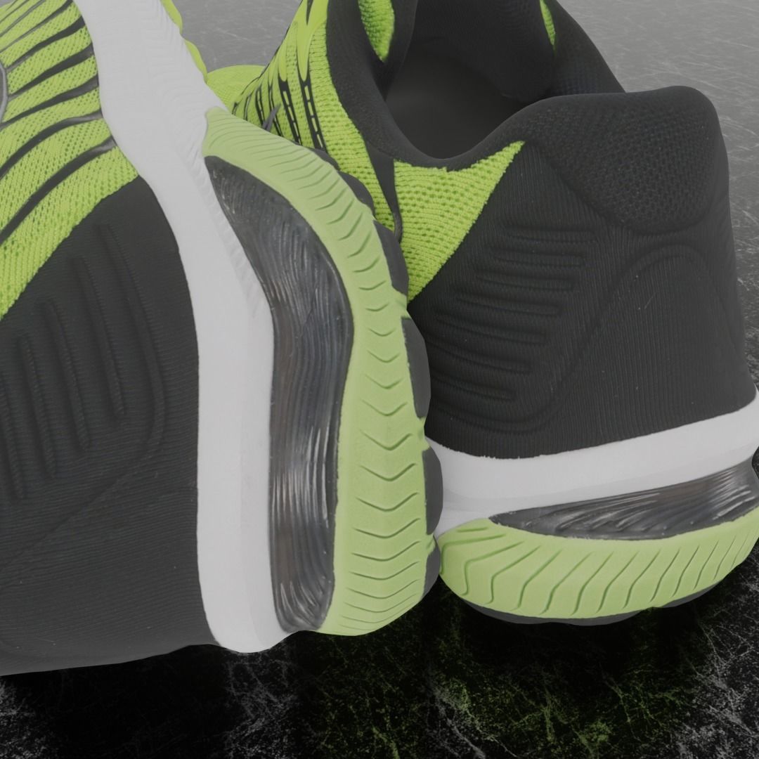 LD 3D SHOES - YELLOW Low-poly 3D model_9