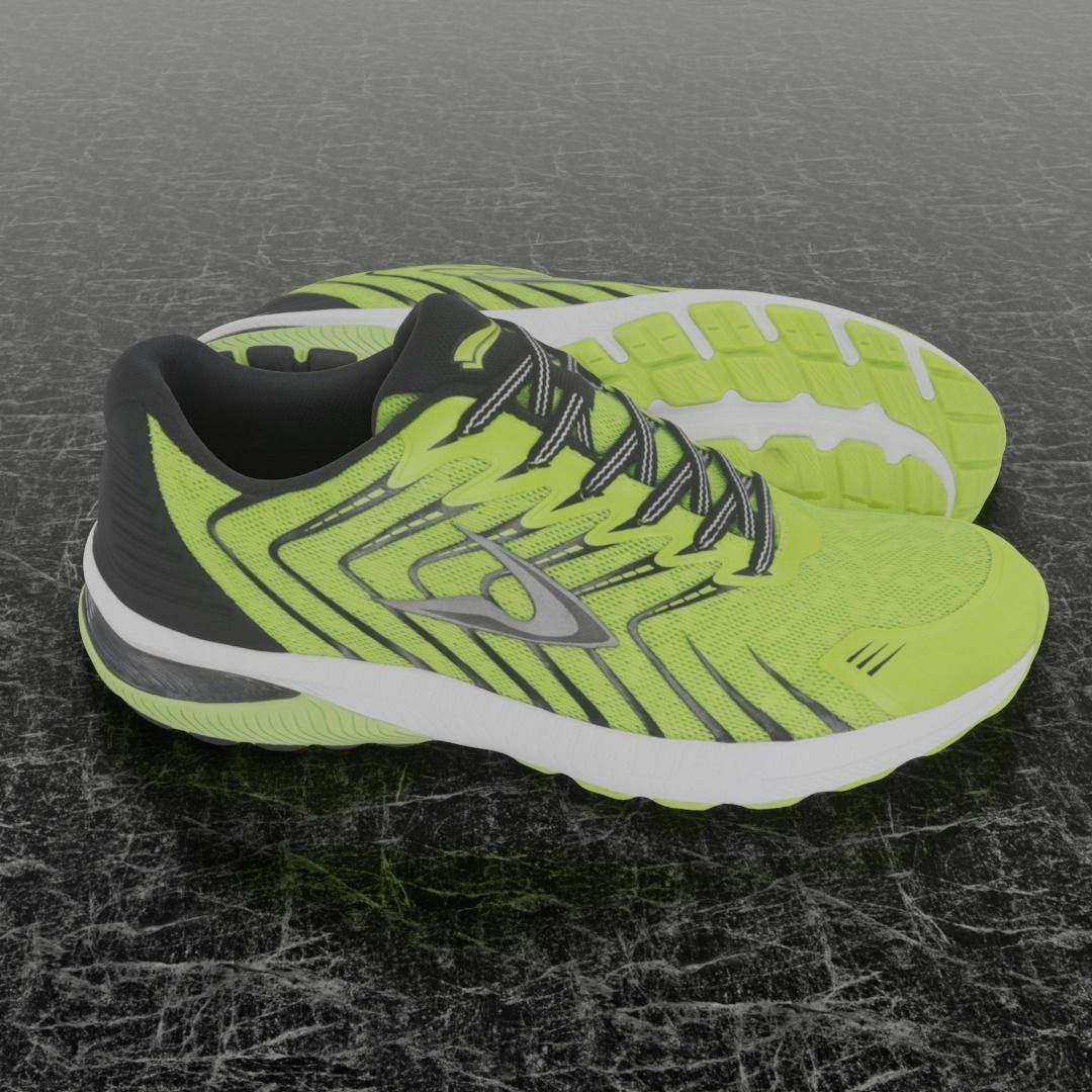 LD 3D SHOES - YELLOW Low-poly 3D model_4