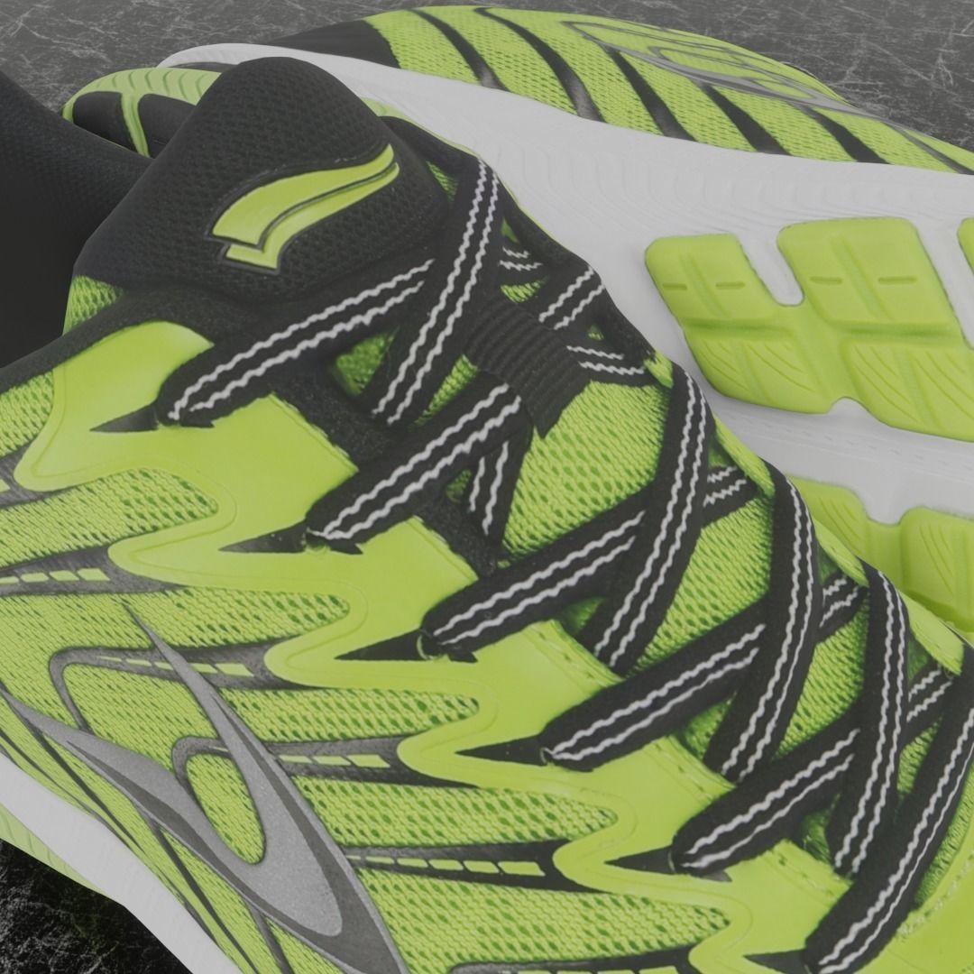 LD 3D SHOES - YELLOW Low-poly 3D model_12