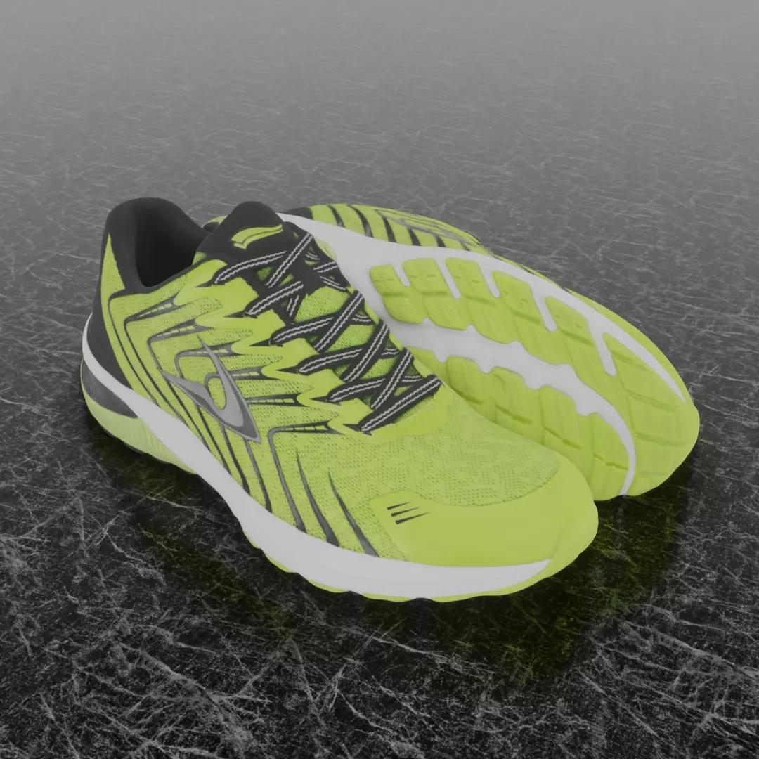 LD 3D SHOES - YELLOW Low-poly 3D model_0