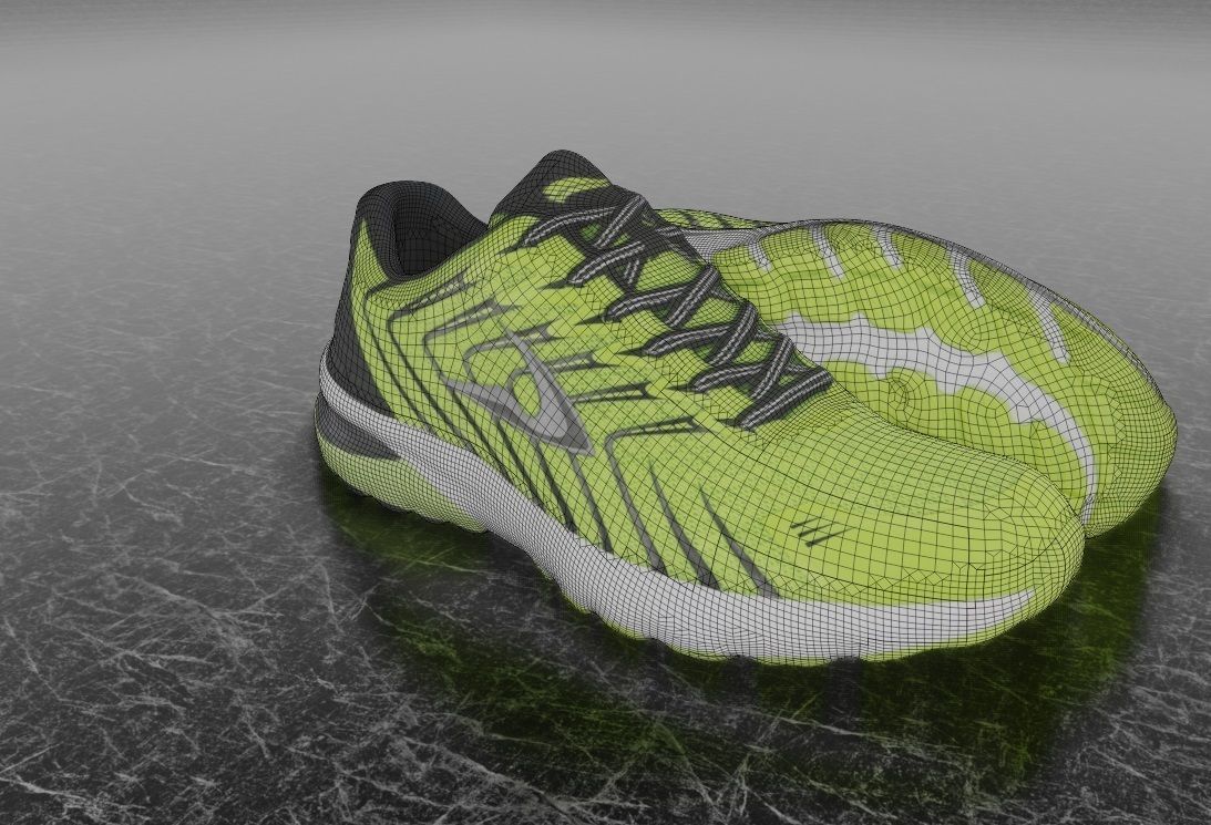 LD 3D SHOES - YELLOW Low-poly 3D model_13