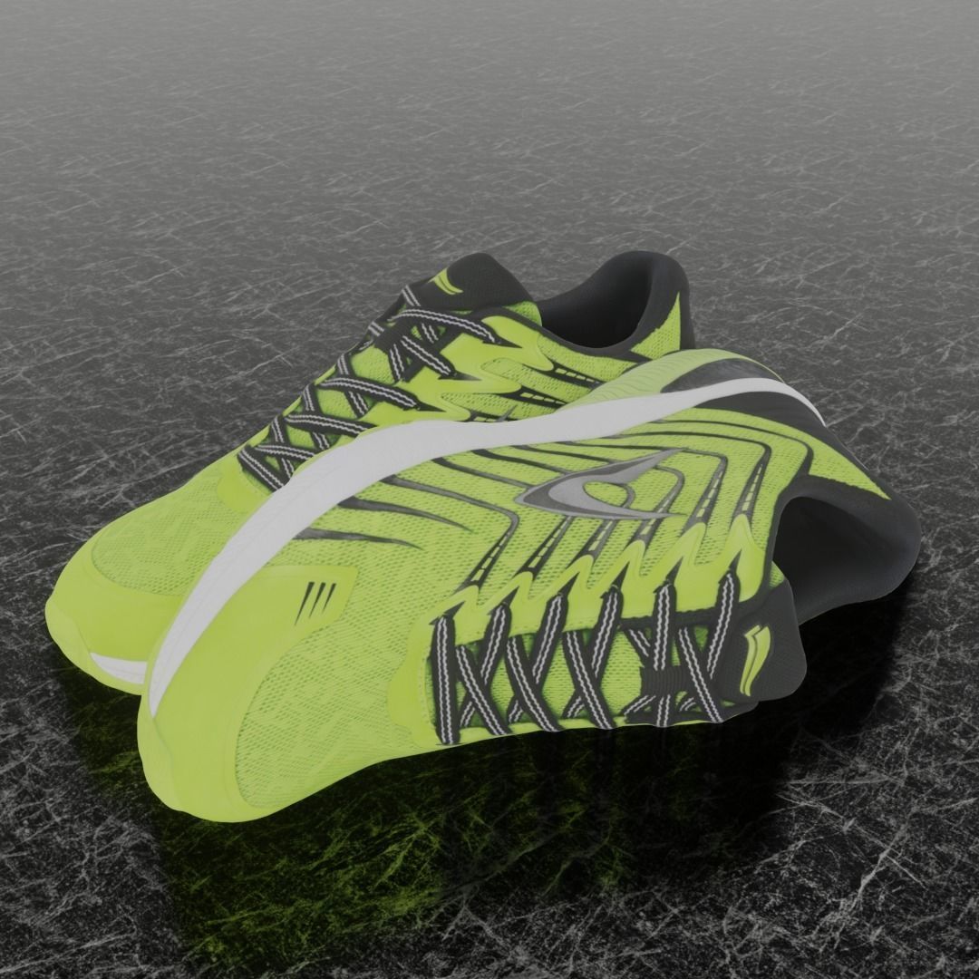 LD 3D SHOES - YELLOW Low-poly 3D model_1