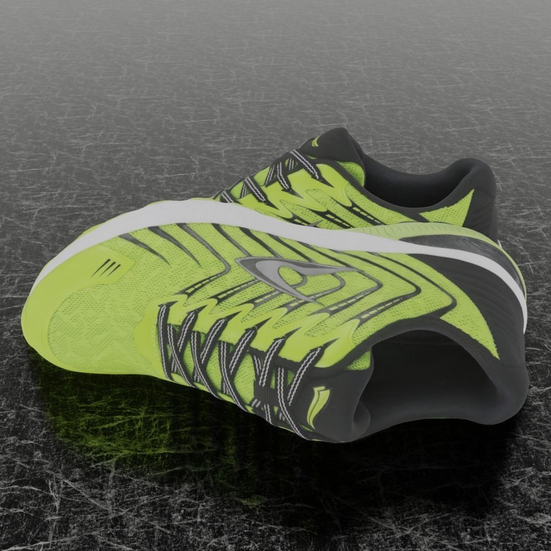 LD 3D SHOES - YELLOW Low-poly 3D model_7