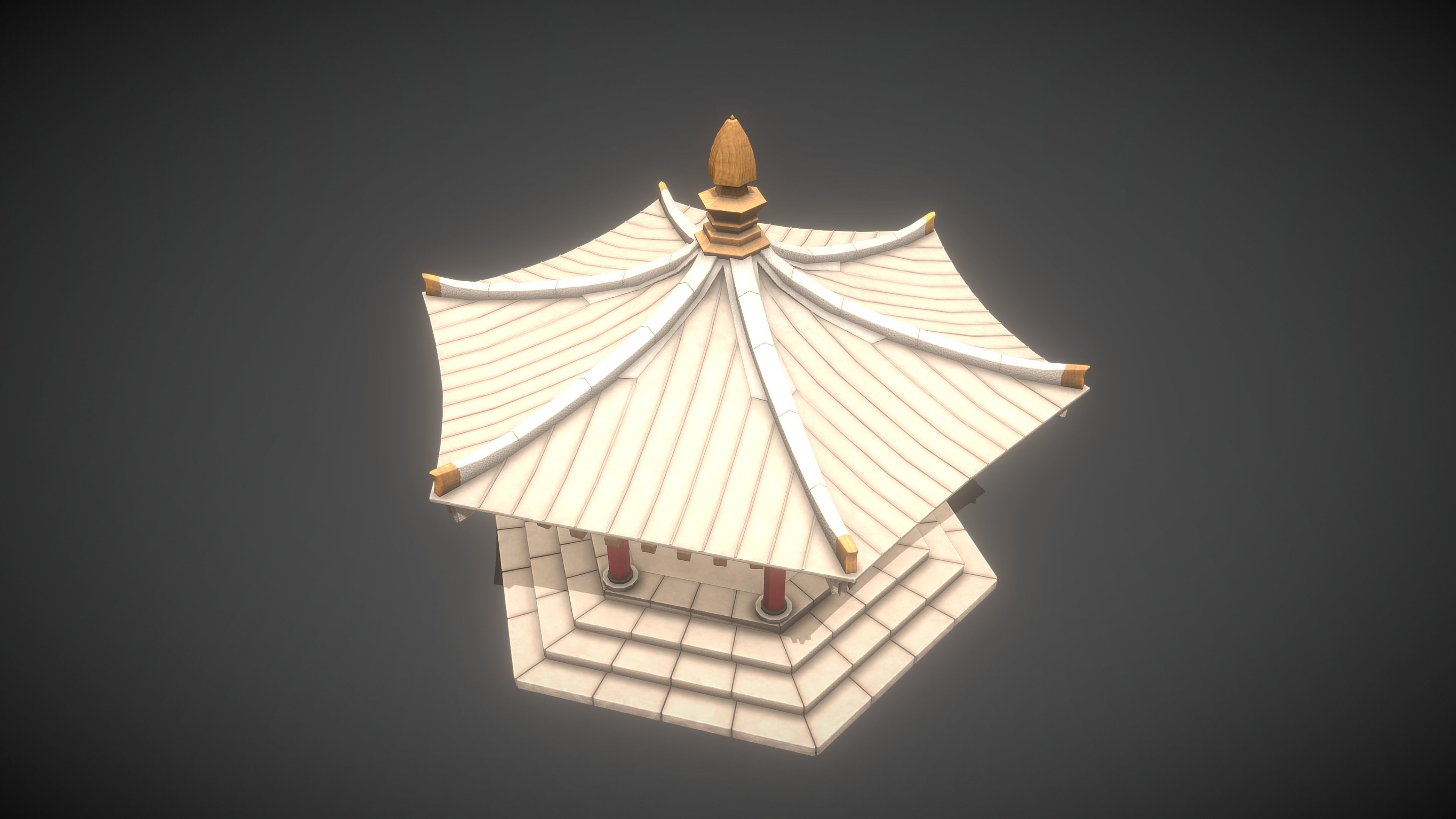 Pavilion Low-poly 3D model_4