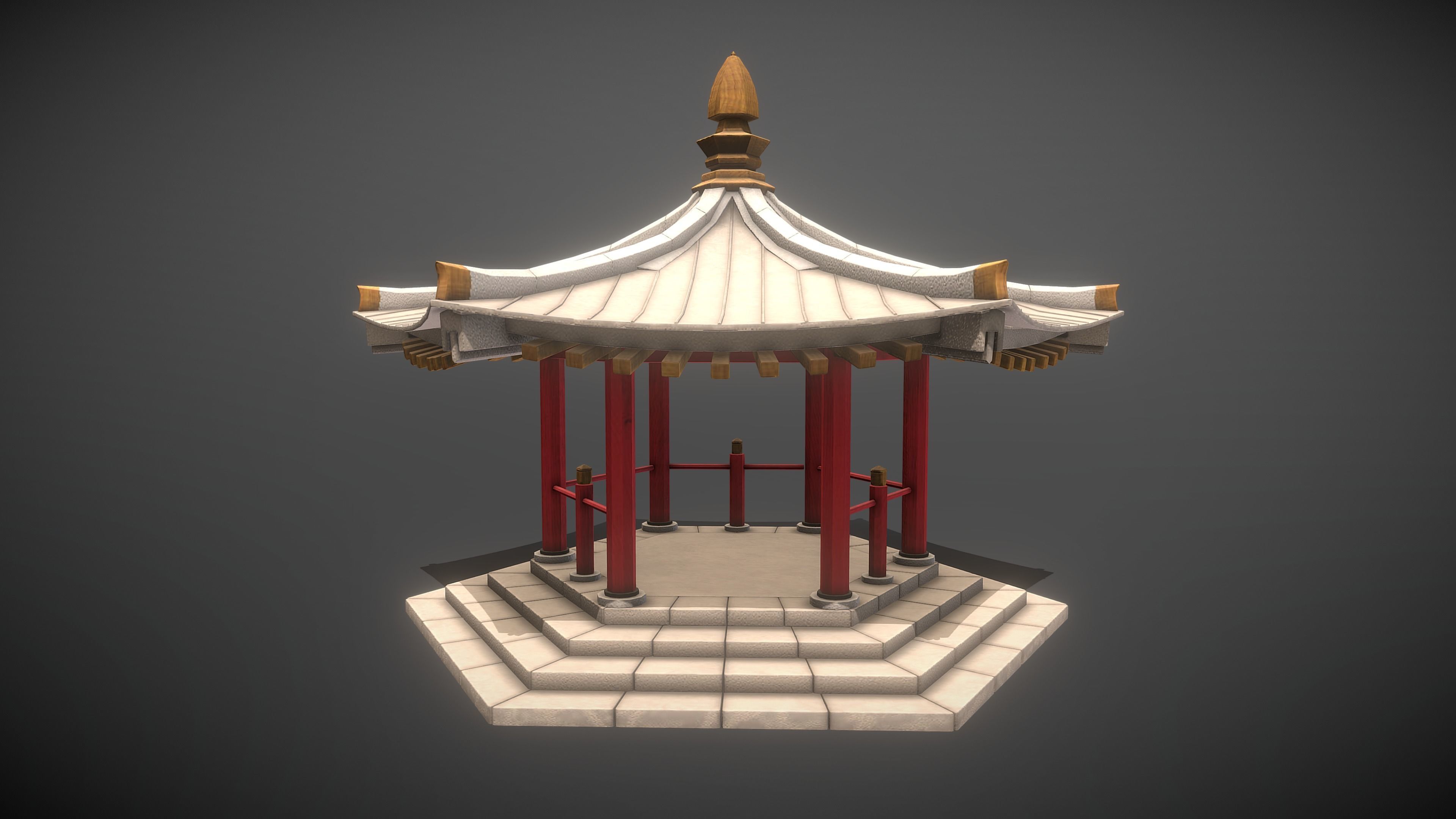 Pavilion Low-poly 3D model_2