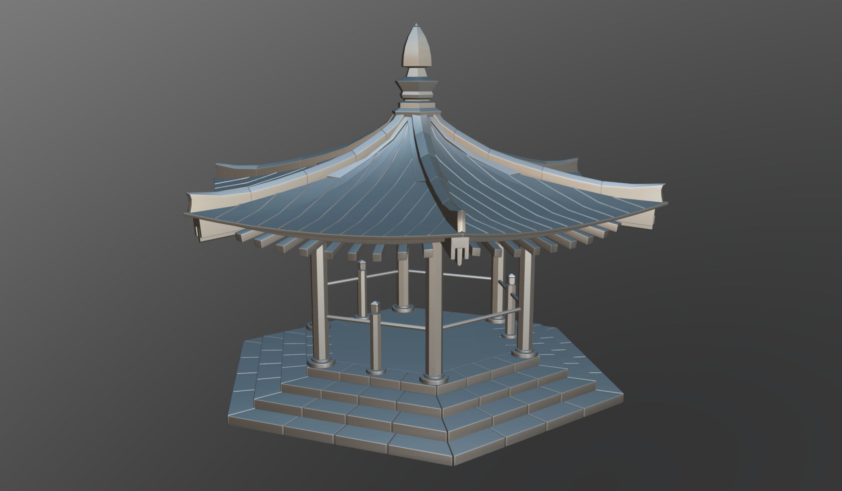 Pavilion Low-poly 3D model_7