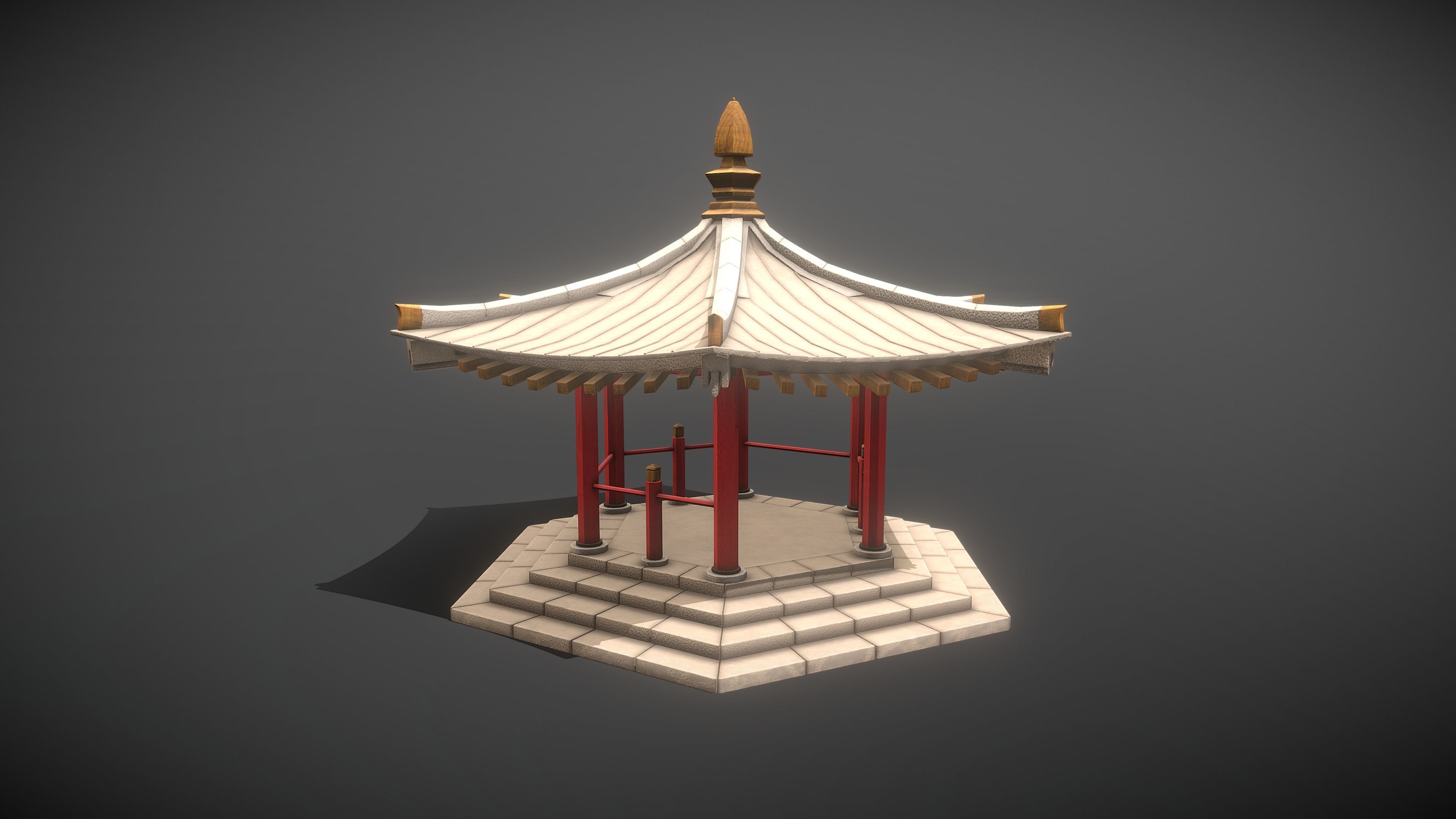 Pavilion Low-poly 3D model_3