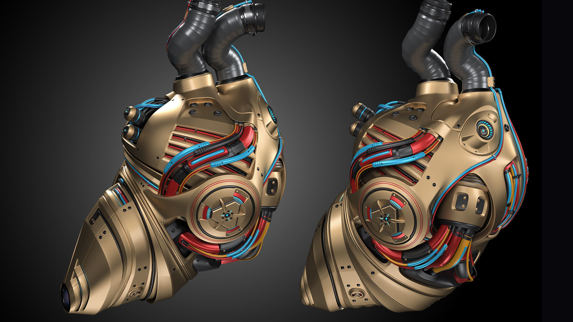 Sci-Fi Robot Heart 2b 3D model_19