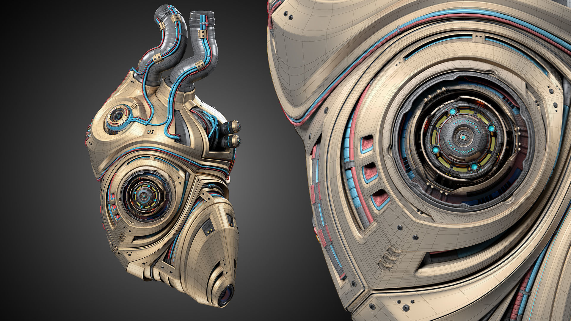 Sci-Fi Robot Heart 2b 3D model_5