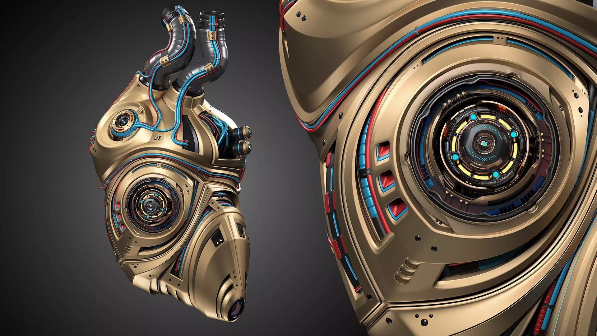 Sci-Fi Robot Heart 2b 3D model_0