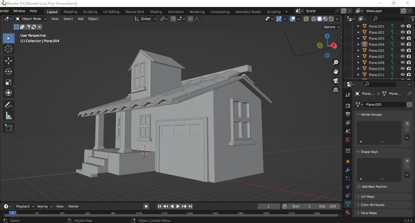 Wooden Made 3D House  in Blender Low-poly 3D model_7
