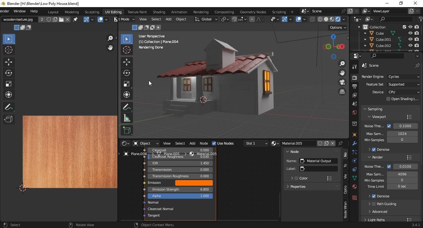 Wooden Made 3D House  in Blender Low-poly 3D model_4