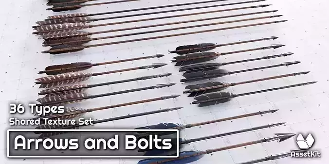 Arrows And Bolts - 36 Types - 3D AssetKit 3D model
