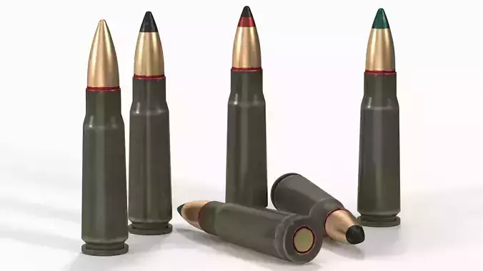 Soviet or Russian Cartridge  for AK 47 3D model