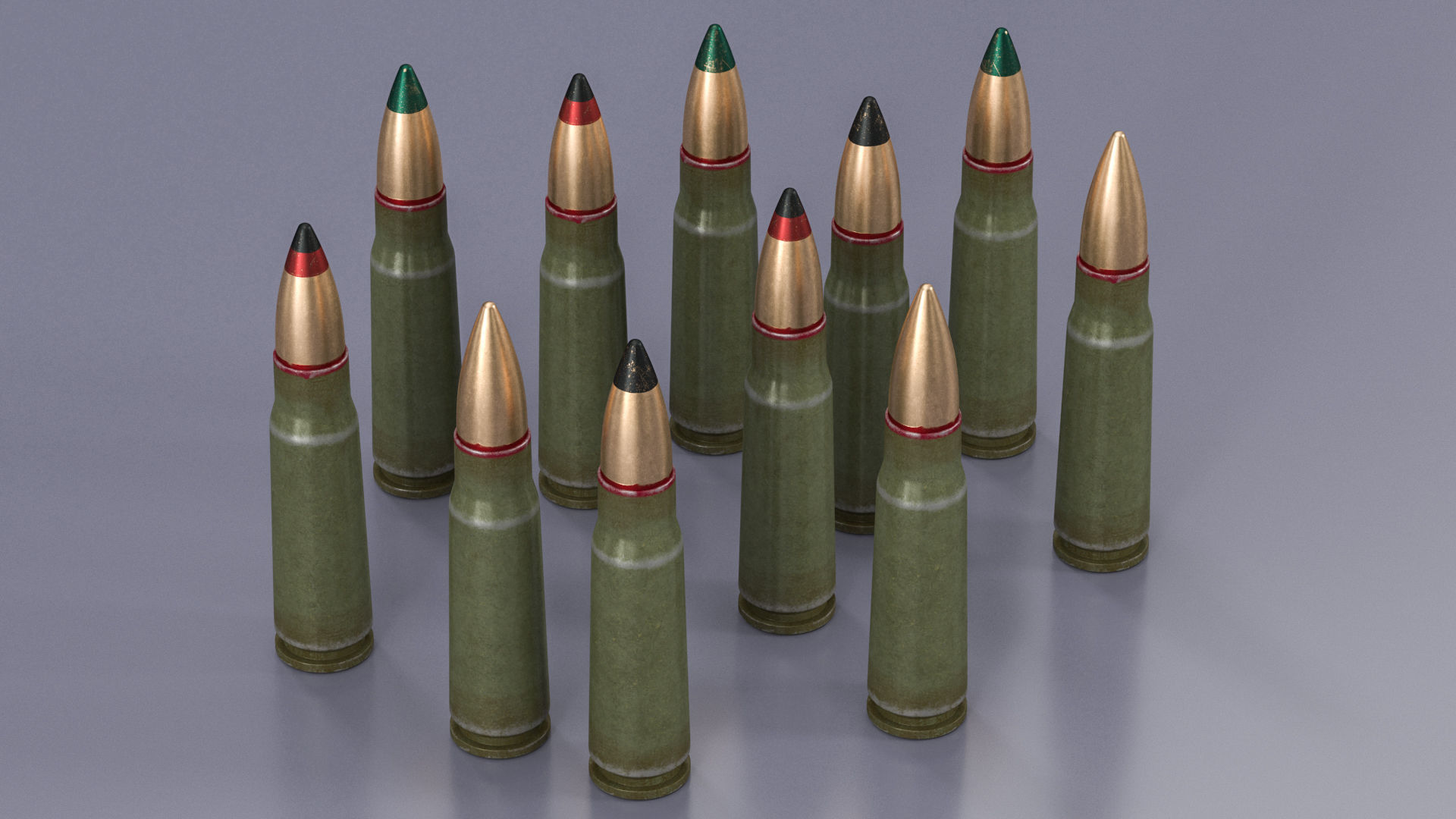 Soviet or Russian Cartridge for AK 47 3D model_1