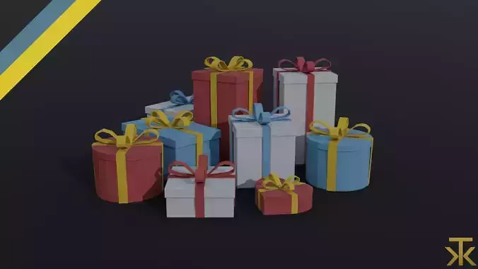 Cartoon Gift Boxes presents Polygonal Style