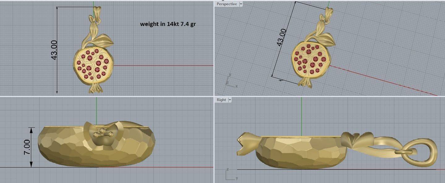 pomegranate pendant 3D print model_7