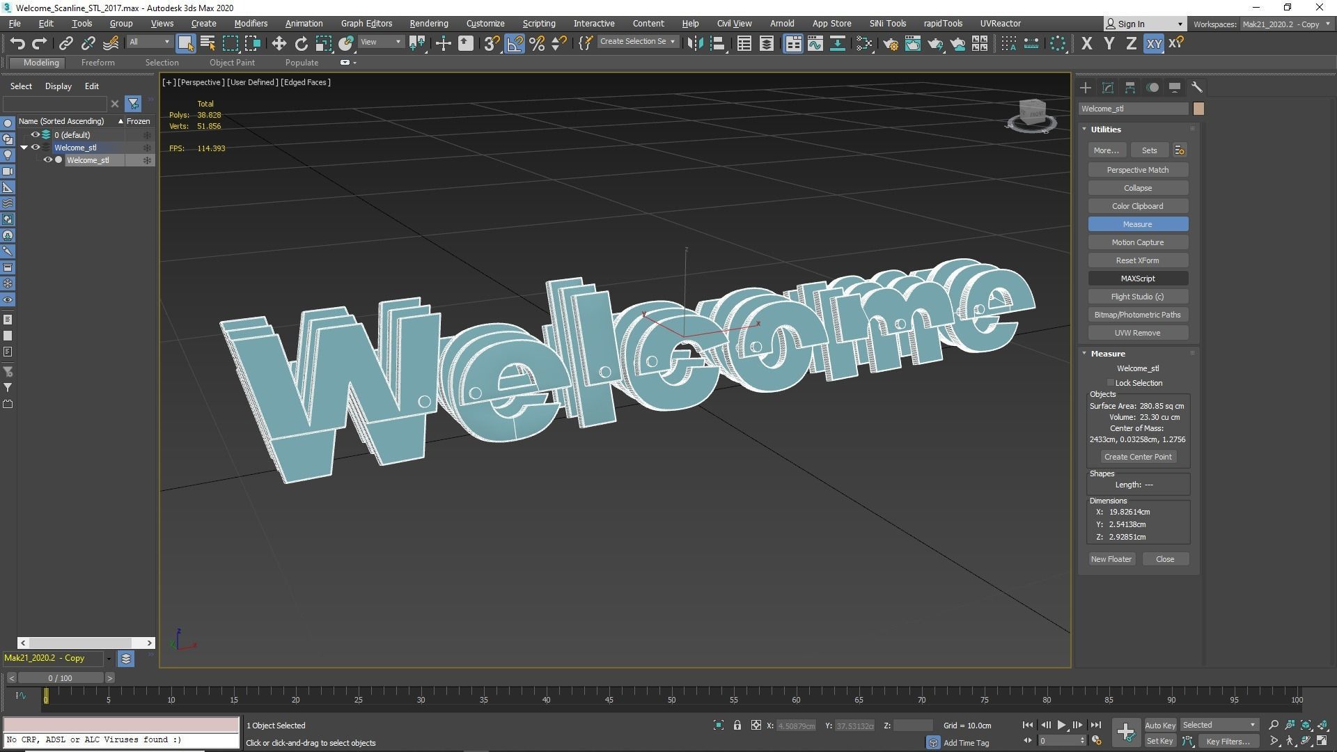 Welcome written STL 3D print model_6