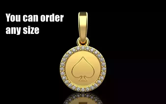 Card spades pendant model 609 3D print model