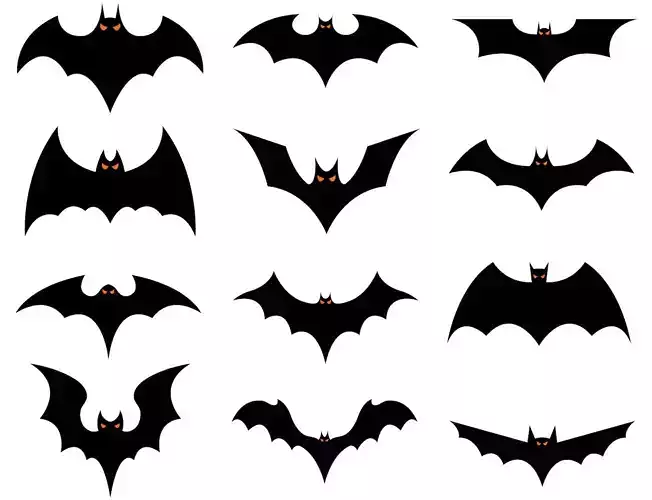 SET OF 12 DECORATIVE BAT ISOLATION DESIGNS FOR 3D PRINTING