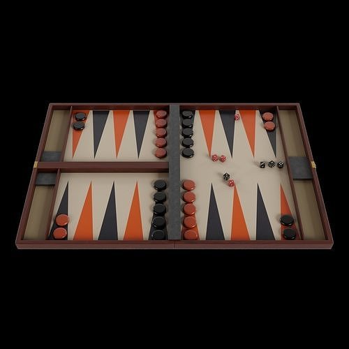 Backgammon Set Low-poly 3D model