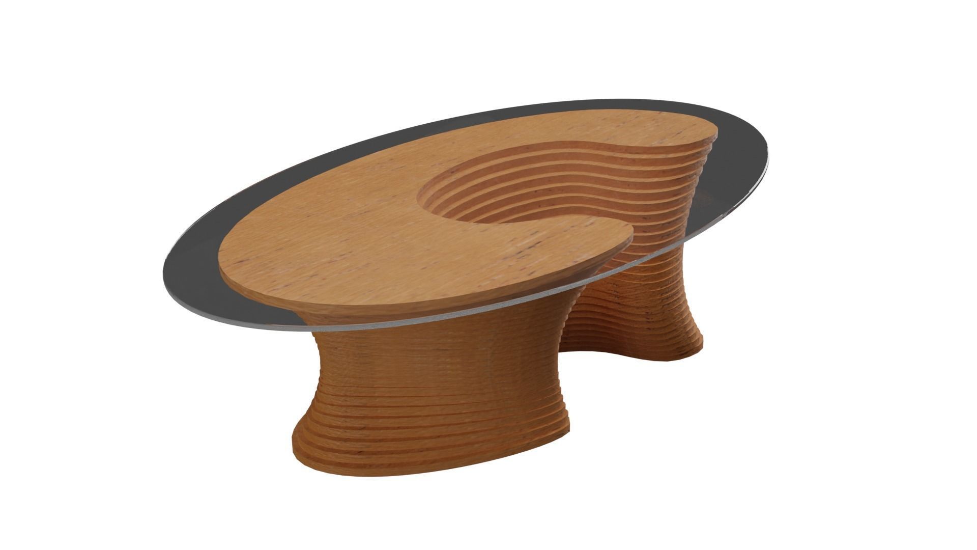 Parametric Wavy Wooden Furniture 02 - Coffee Table 3D model_3